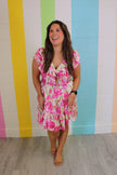 Ruffle Tulip Pattern Mini dress