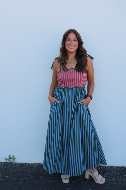 Mixed Striped Maxi Dress