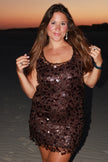 Brown Sequin Mini Dress