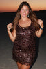 Brown Sequin Mini Dress