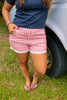 Red Gingham & Lace Trim Shorts