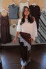 Chocolate & Teal Lace Midi Skirt