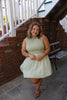 Green Gingham Scrunched Mini Dress