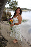 Green Floral Corset Maxi Dress