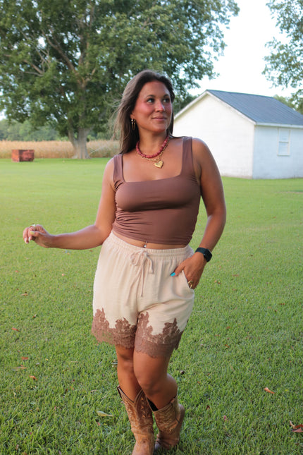 Neutral Lace Shorts