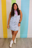 Light Denim Floral Mini Dress