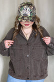 Coffee Oversized Denim Jacket