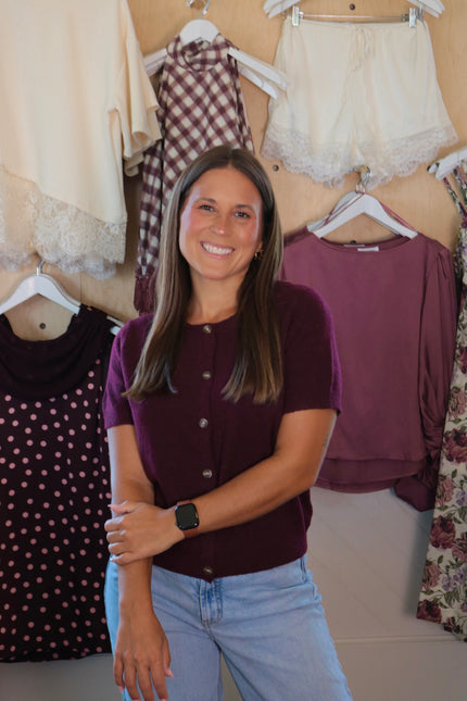 Burgundy Short Sleeved Sweater