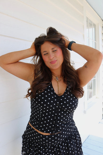 Black & White Polka Dot Halter Top