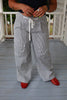 Navy & White Striped Barrel Pants