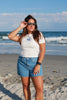 White Beaded Fish Baby Tee