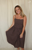 Brown/Black Polka Dot Midi Dress