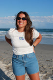 White Beaded Fish Baby Tee