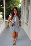 Navy/White Striped Lounge Shorts