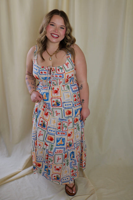 Coastal Patterned Maxi Dress