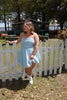 Strapless blue/Cream Striped Mini Dress