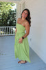 Green Pleated Bodice Maxi Dress