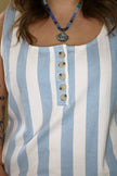 Denim/White Striped Mini Dress