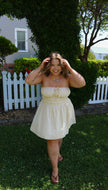 Strapless Yellow Striped Mini Dress