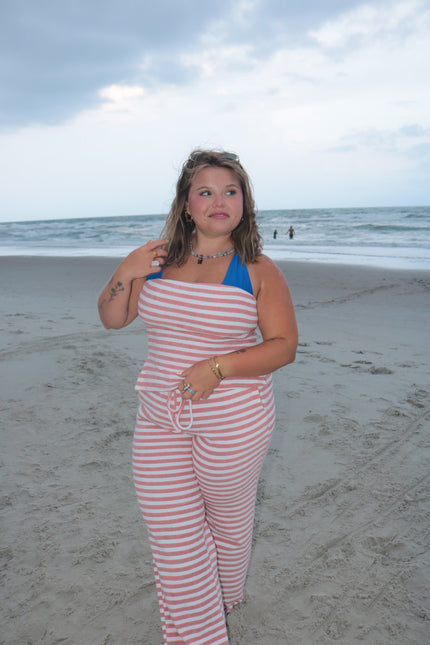 Terry Cloth Striped Lounge Pants