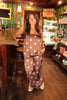 Brown Polka Dot Satin Pants