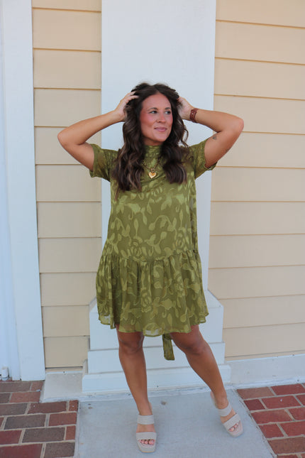 Olive Floral Mini Dress