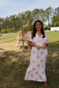Pink/Green Floral Striped Maxi Dress