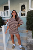 Brown Chunky Knit Striped Skort