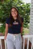 Navy Ribbed American Flag Baby Tee