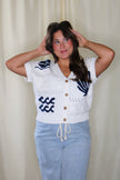 Ivory Knit Coastal Short Sleeve Cardigan
