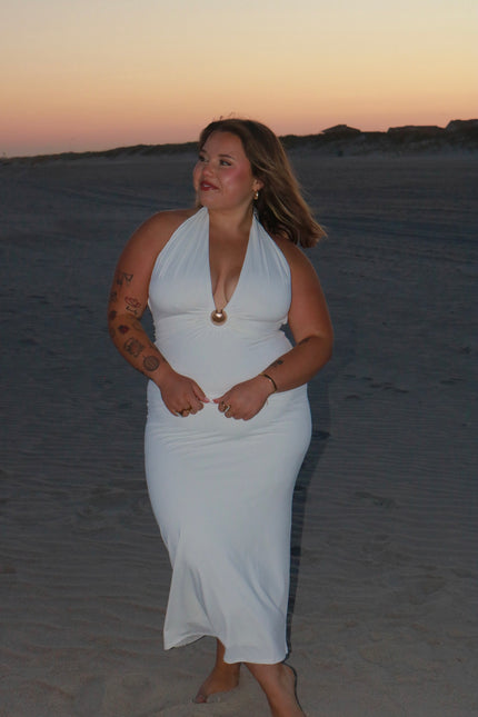 Ivory Halter Midi Dress