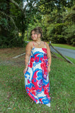 Red & Blue Floral Maxi Dress