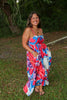 Red & Blue Floral Maxi Dress