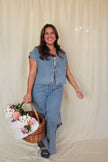 Denim Front Tie Blouse