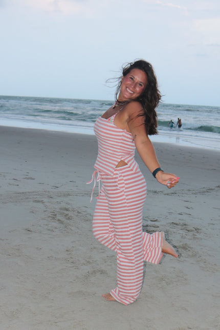 Terry Cloth Striped Lounge Pants