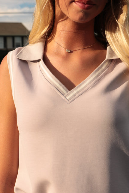 Misty Lilac Athletic Polo Tank