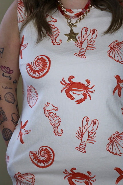 Ocean Creature Boxy Mini Dress