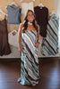 Brown & Teal Striped Tube Dress