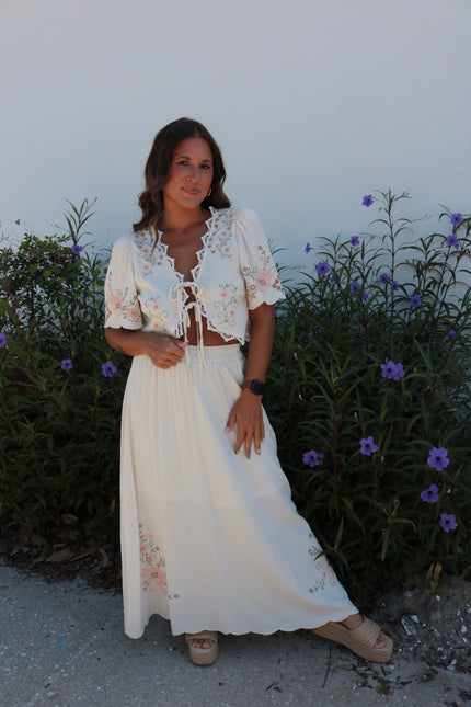 Cream Flowy Maxi Skirt