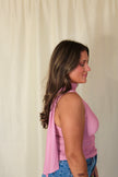 Pink Polka Dot Asymmetrical Top
