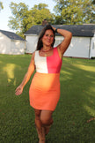 Orange/Red Color-Block Mini Dress