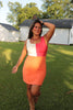 Orange/Red Color-Block Mini Dress
