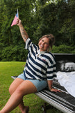 USA Patch Striped Boxy Tee