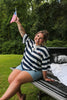 USA Patch Striped Boxy Tee