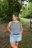 Navy/White Stripe Knit Tank