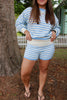 Carolina Blue/White Stripe Micro Knit Shorts