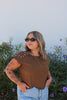 Brown Eyelet Cropped Top