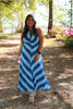 Blue Striped Halter Maxi Dress