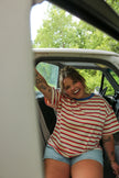 Cream/Red/Blue Boxy Tee