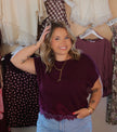Burgundy Lace Sweater Top